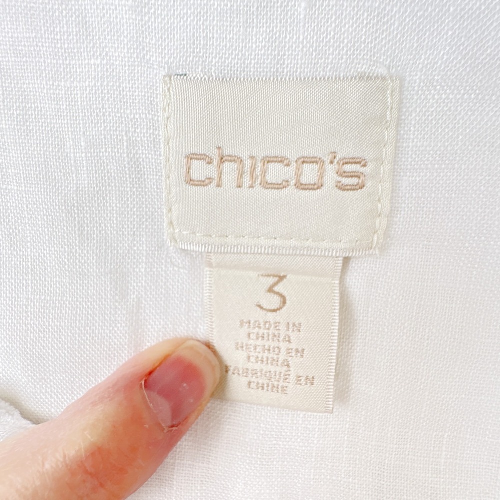 Chico's Linen Sleeveless Tunic Womens XL / 3 White Lagenlook Coastal Beach - Picture 2 of 10